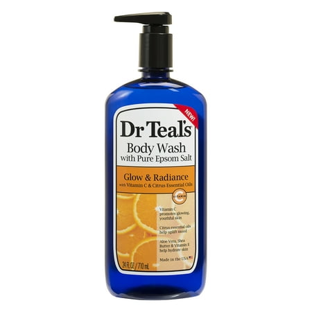Dr Teal's Body Wash with Pure Epsom Salt, Glow & Radiance with Vitamin C & Citrus, 24 fl oz