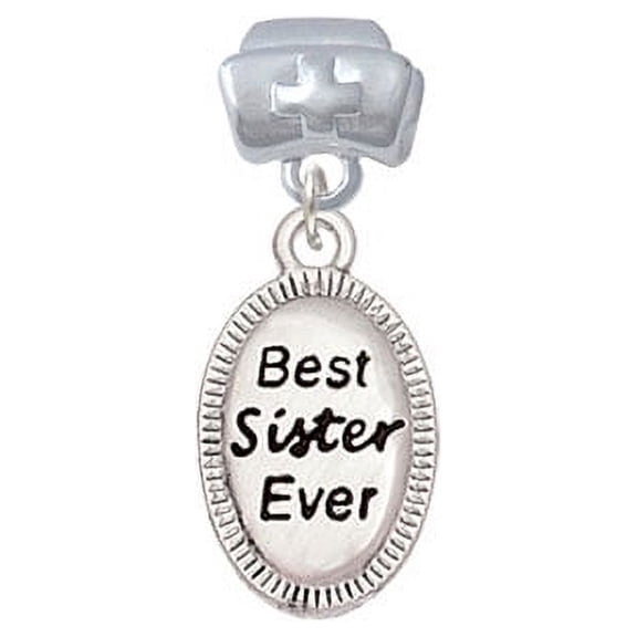 Best Sister Ever Oval - Nurse Hat Charm Bead