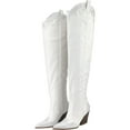 thumbnail image 6 of Women's Rhinestone Over The Knee Cowboy Boots Pointed Toe Western Style Chunky Block Heel Tall Boots, 6 of 6