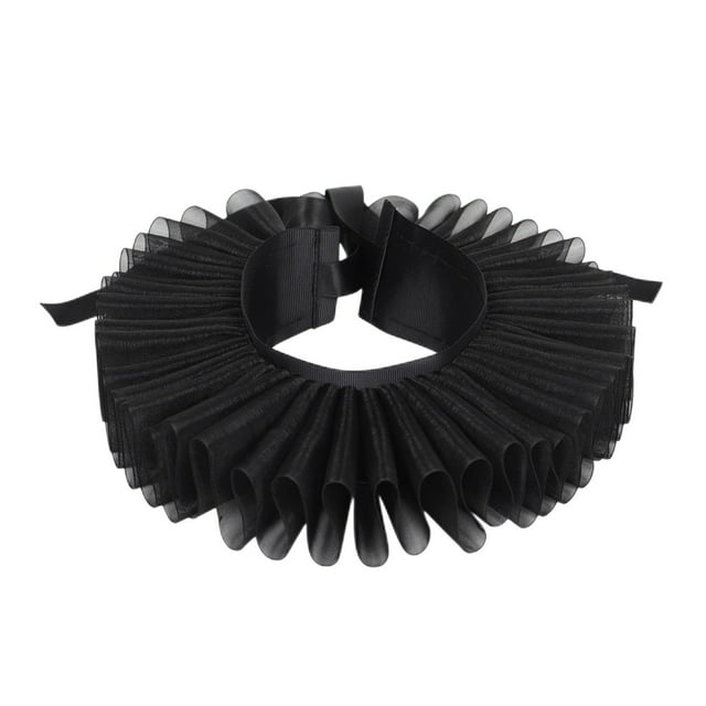 Tulle Ruffled Collar Retro Neck Ruff Cape for Photography ning Cocktails Black