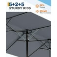 thumbnail image 4 of Emorefun Extra Large Patio Umbrella, 15ft Rectangle Outdoor Umbrella with Base & Crank Handle for Pool, Garden, Deck, Backyard, Gray, 4 of 5
