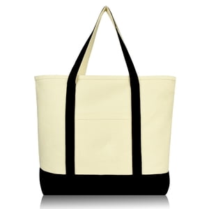 DALIX 22" Extra Large Cotton Canvas Tote, Black