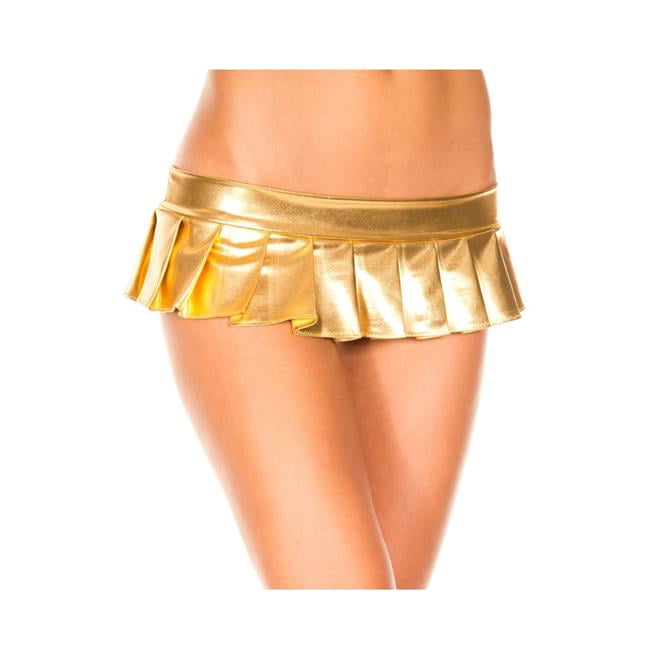 Metallic Pleated Micro Mini Skirt\u0026#44 