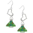 thumbnail image 1 of Delight Jewelry Silvertone Green Resin Christmas Tree with Crystals Open Heart French Earrings, 1 of 4