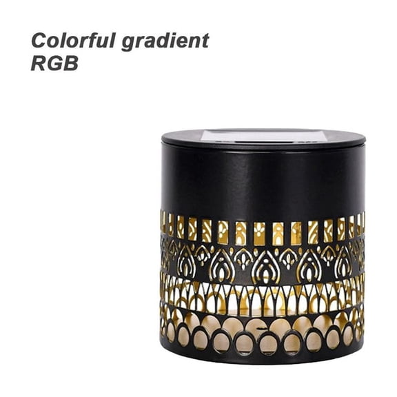Solar Mandala Lights Outdoor Wall Color Changing Outdoor Metal Lantern, IPX6 Waterproof Solar-Powered Fence Garden Step Light with Life Wheel Cutout Pattern for Patio, Deck, Yard Decor