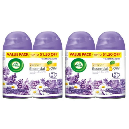 (2 pack) Air Wick Freshmatic 4 Refills Automatic Spray, Lavender & Chamomile, (4X6.17oz), Air