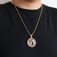 thumbnail image 3 of Saintda Custom Made Photo Rotating Double-sided Medallions Pendant Micro Paved CZ Round Pendant For Men Women Birthday Anniversaries Gift, 3 of 5