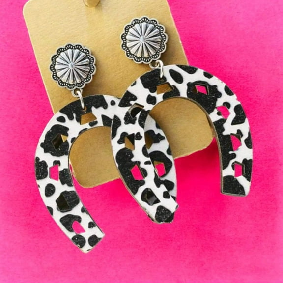 Oversized Cow Print Western Earrings