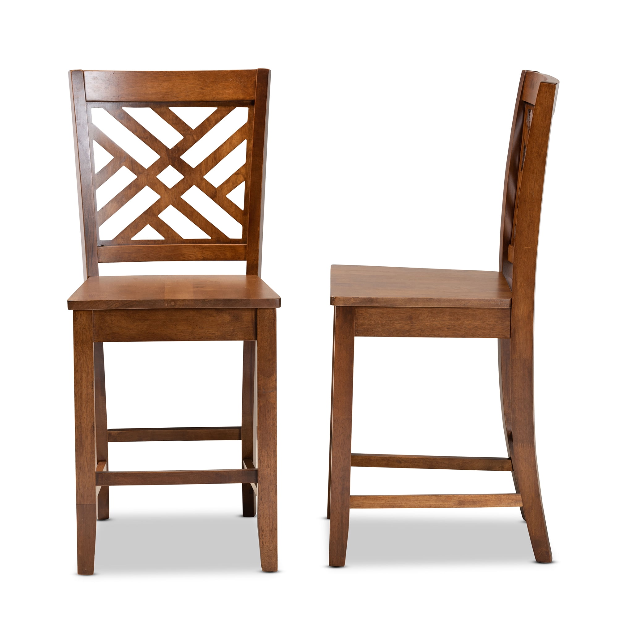 Baxton Studio Caron Modern and Contemporary Transitional Walnut Brown Finished Wood 2-Piece Counter Stool Set