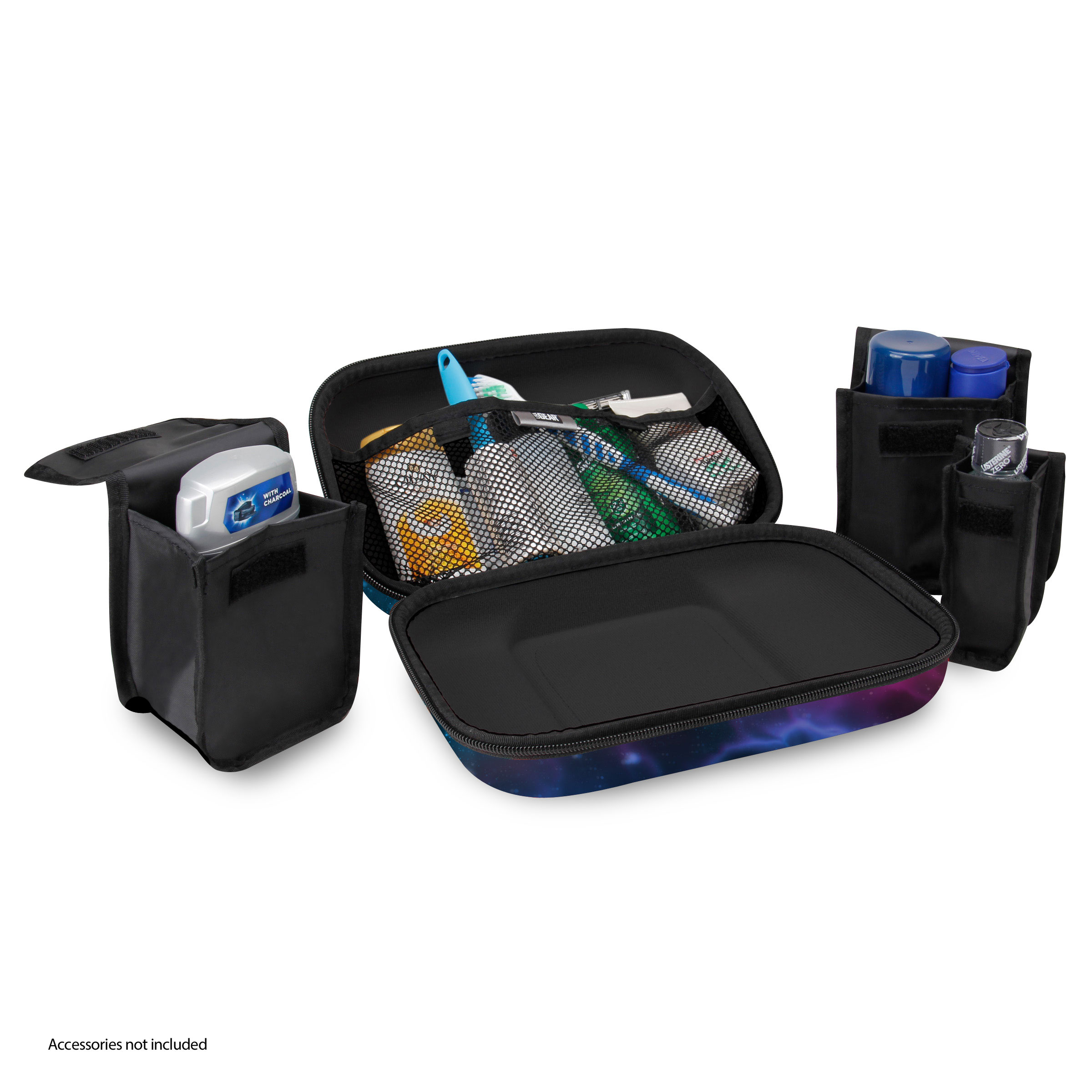 USA GEAR Toiletry Travel Bag Organizer, Customizable Storage Pockets, Nylon Hard Shell - Galaxy - image 3 of 8