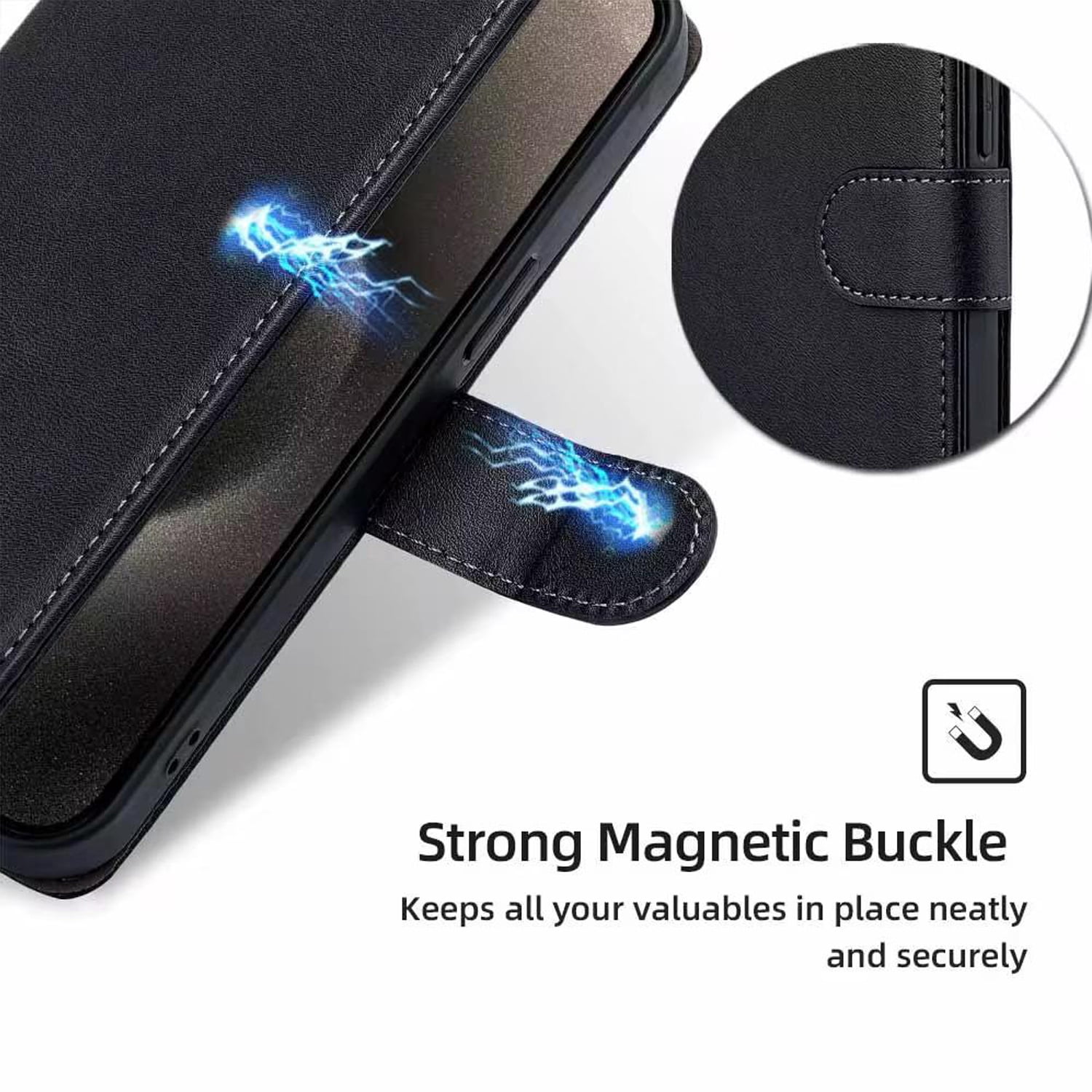 Classic Magnet Wallet Case for iPhone 17 Pro Max - Black