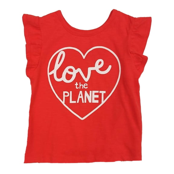 Toddler Girls Red Love The Planet Tank Top Baby Tee Shirt 2T