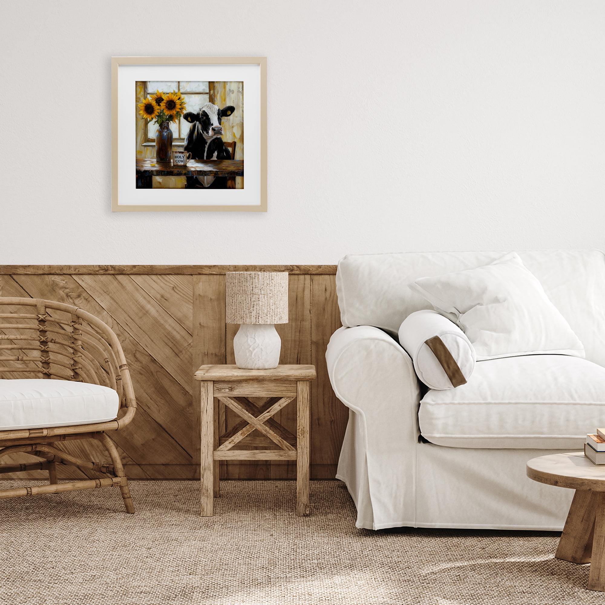 Stupell Industries Holy Cow Rustic Farm Table Birch Framed Print Under Glass, design by Tina LeCour