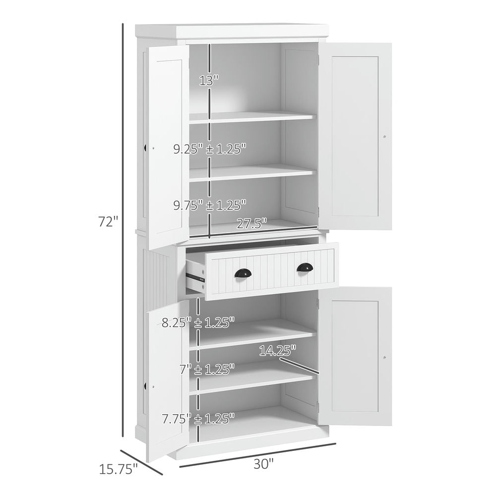 GVN Kitchen Pantry,72" Kitchen Cabinet, Pantry Storage Cabinet with Doors and Shelves