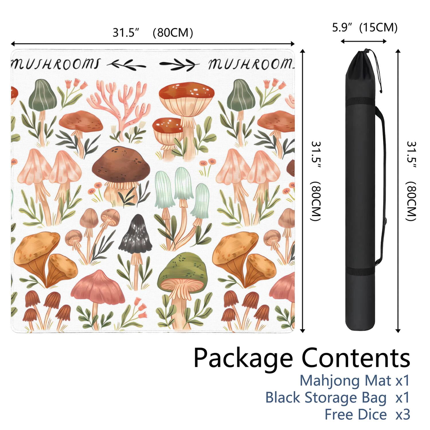 Plants Inspired Game Table Mat Measuring 31.5x31.5 Inches Made of Rubber Material with Anti-Slip Non-Slip Backing and Noise Reducing Qualities for Tiles Cards