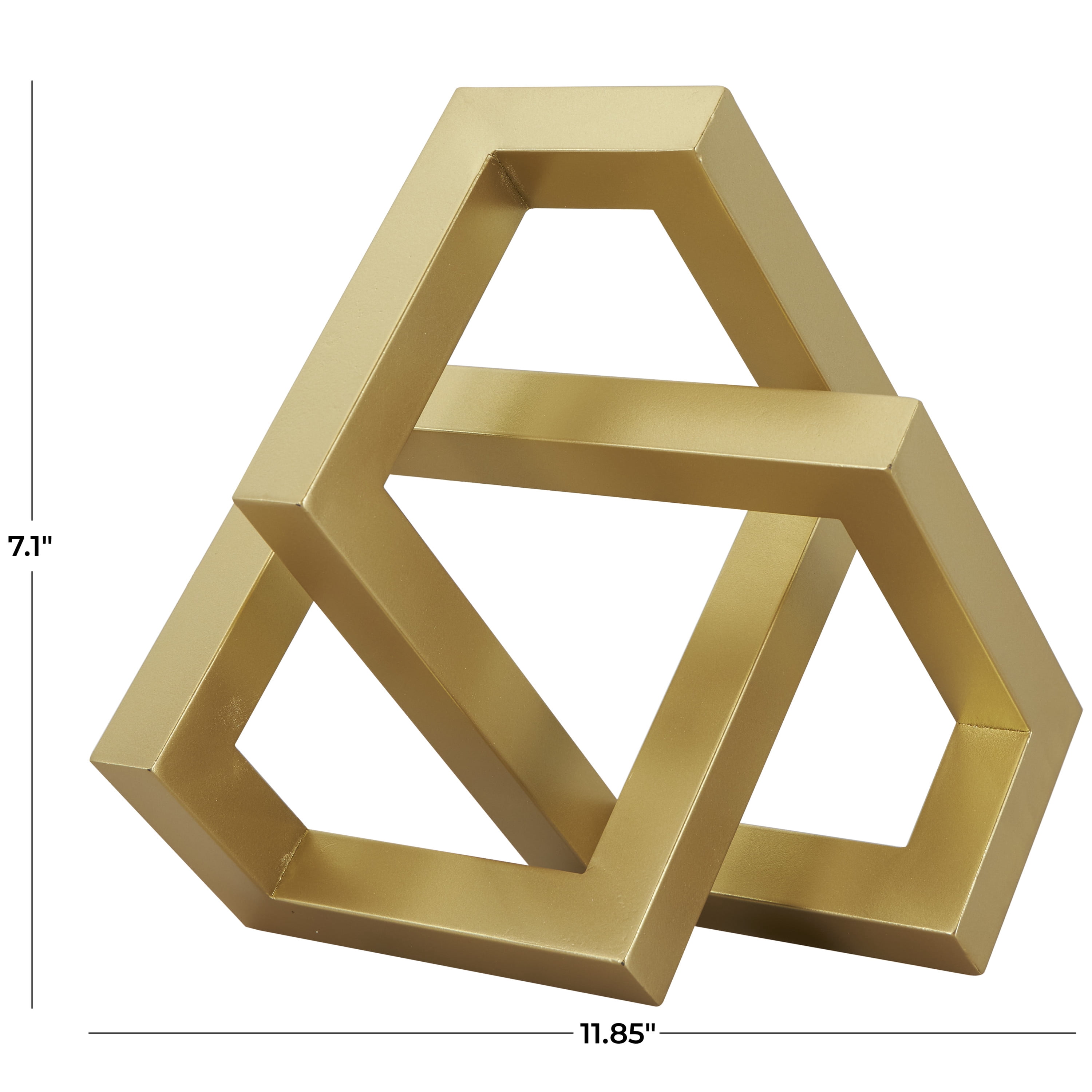12" x 7" Gold Metal Abstract Shaped Geometric Sculpture, by DecMode