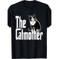 thumbnail image 2 of Camiseta divertida de mamá gata, mamá gata, mamá gata en blanco y negro, para adultos, hombres, mujeres, adolescentes, jóvenes, camisetas de ocio., 2 of 6
