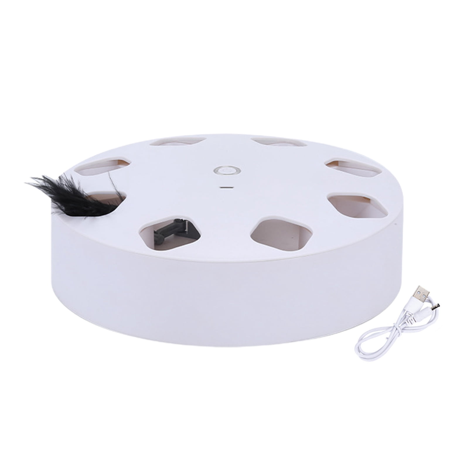 opvise Electric Cat Toy 8 Holes Design Replaceable Feather Intelligent Bite Resistant Automatic On/Off Relieve Boredom ABS Indoor Electric Smart Pet Cat Teaser Toy Blue