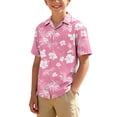 thumbnail image 5 of LEKWK Boys Button Down Hawaiian Shirts Kids Short Sleeve Tropical Print T-Shirt Lightweight Breathable Summer Tops Beach Vacation Holiday Resort Wear, 5 of 8