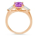 thumbnail image 2 of 2.5 ct Oval Cut Simulated Alexandrite 3 Stone 14K Rose Gold Womens Engagement Ring, 2 of 5