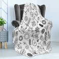 thumbnail image 4 of Leaf Soft Flannel Fleece Throw Blanket, Things from Nature in Sketch Form Birds Flowers Strawberry Sunflower Ferns Print, Cozy Plush for Indoor and Outdoor Use, 50" x 70", Black White, by Ambesonne, 4 of 5