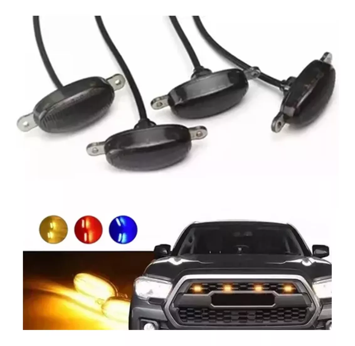 Kit 4 Luz Led Parrilla Universal Raptor Ámbar Con Cable Drl | Walmart ...