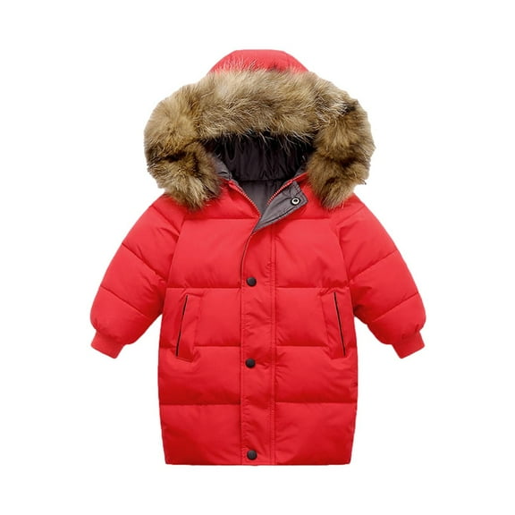 FRSASU Kids Coat ,Thicken Warm Kids Down Coat Winter Hooded Long Boys Girls Cotton Down Jackets Outerwears