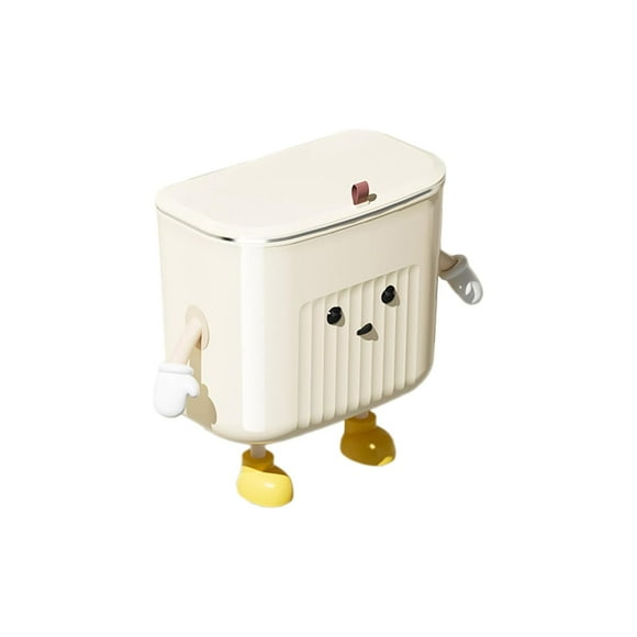 Kitchen Bin Cartoon Hangings Trash Can With Lid Cabinet Door Under Sink Garbage Can For Office Counter Home Decors.