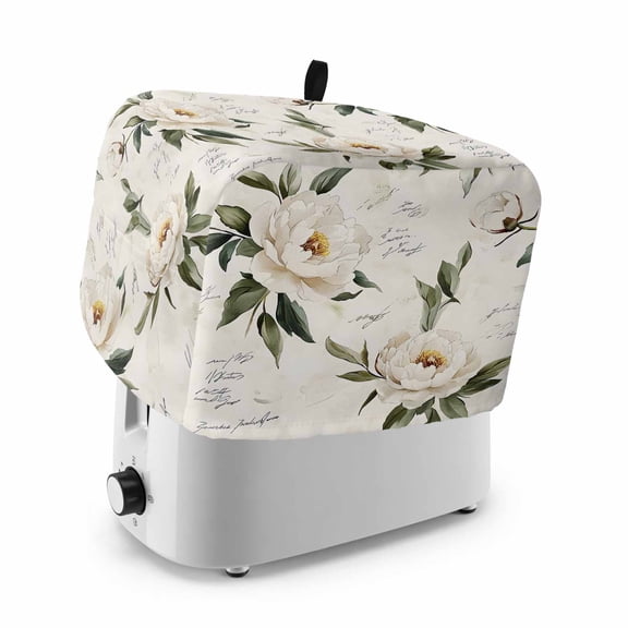 Vintage Floral Spring Toaster Cover 2 Slice, Farmhouse Botanical White Flowers Dustproof Bakeware Oven Protector with Top Hook, Waterproof Small Kitchen Appliance Toasters Dust Cover, 12"x7.5"x8"