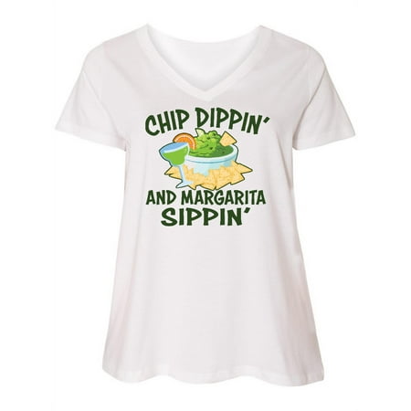 

Inktastic Chip Dippin and Margarita Sippin Cinco De Mayo Women s Plus Size V-Neck