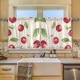 thumbnail image 2 of Yayeee Kitchen Curtains Tier Set of 2 Light Filtering 57"x24" Over Sink Window Panels, Watercolor Cherry, 2 of 7