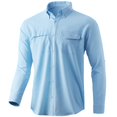 thumbnail image 1 of HUK Men's Standard Tide Point Long Sleeve Shirt | Performance Button Down, Ice Blue, Large, 1 of 3