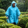 thumbnail image 4 of Kilaqueen Reusable EVA Rain Poncho with Drawstring Hood Lightweight Waterproof Raincoat for Adults Unisex Long Rain Cape for Hiking Camping, 4 of 6