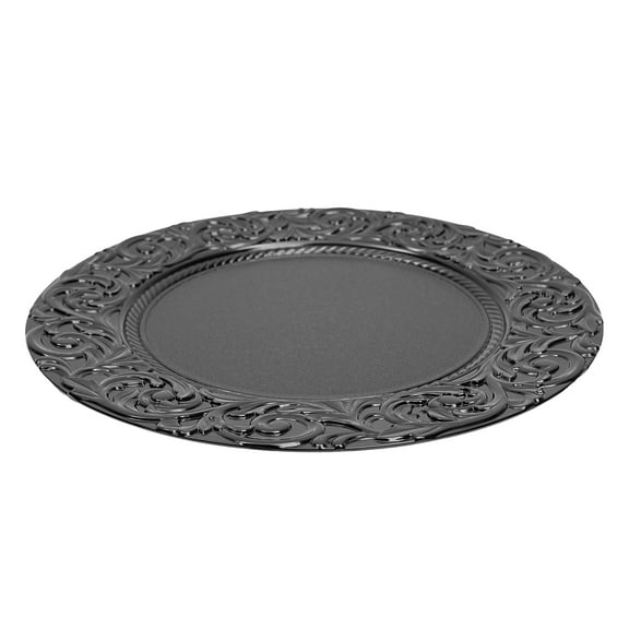 Wildnix 100-Piece Black Charger Plate Set with Modern Round Design,   PP Serving Plates for Weddings, Banquets, and Family Gatherings