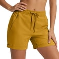thumbnail image 5 of KyCheLot Shorts for Women Solid Color Drawstring Elastic Waist Shorts with Zipper Pockets Summer Rolled Hem Outfits, 5 of 9