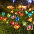 thumbnail image 1 of ERDS-Solar Garden Lights Outdoor Waterproof, 3 Pack Outdoor Solar Butterfly Lights with 2 Lighting Modes, Sway by Wind, Color Changing LED Outdoor Solar Lights for Patio Yard Lawn Path Garden Decor, 1 of 4