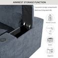 thumbnail image 4 of Euroco 106" Upholstered Modular Sofa with USB Charge Ports, Sectional Sofa with Wireless Charging and Built-in Bluetooth Speaker in Arm, 4-Seater Sofa for Living Room, Gray, 4 of 10
