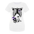 thumbnail image 1 of Hauts de Maternité d'Halloween pour Femmes, T-Shirt de Grossesse à Imprimé Amusant, Coupe Confortable Extensible pour Tenue Décontractée, Tunique à Col en V Froncé sur le Côté, 1 of 3