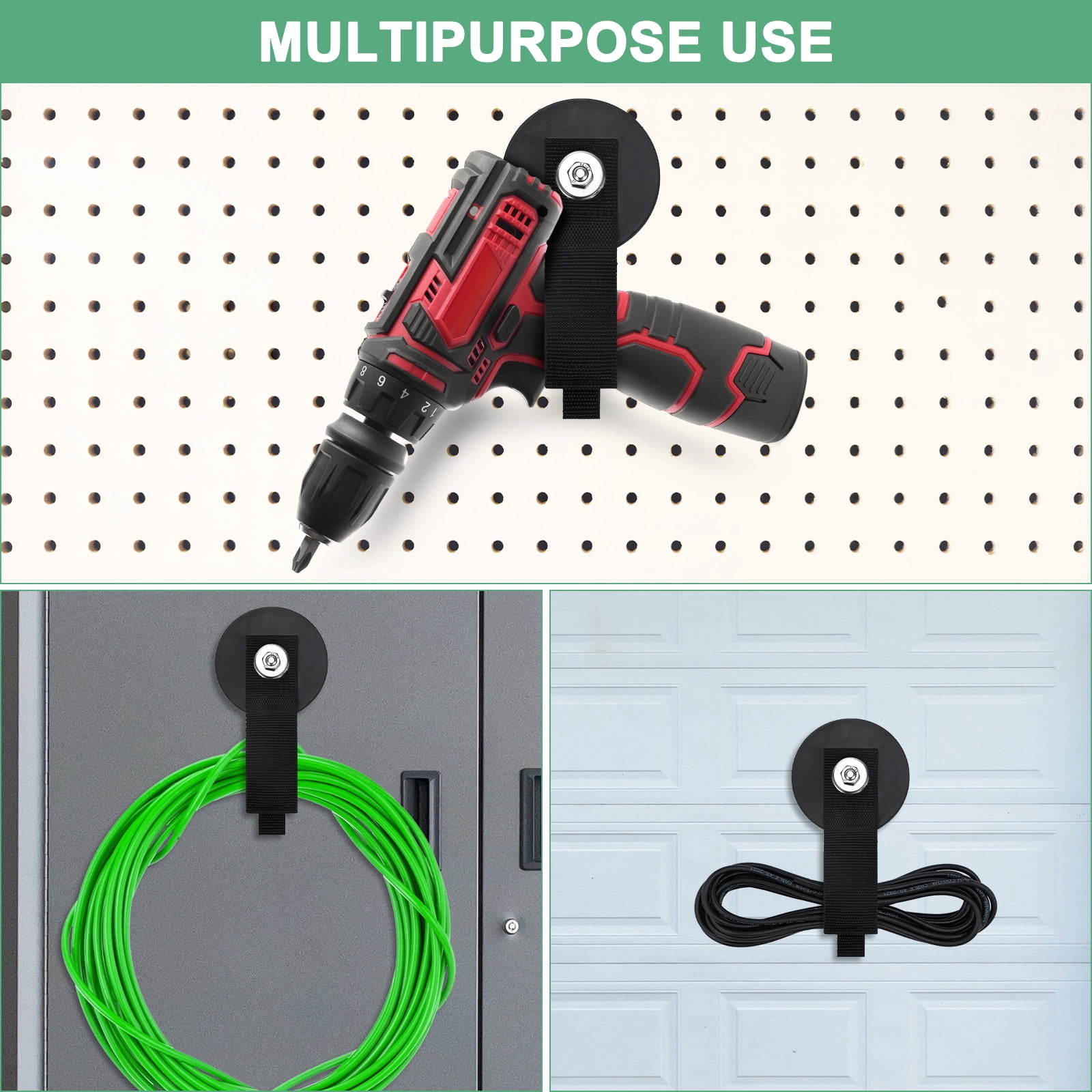 Uxcell 2-Pack Magnetic Rope Holder, 1.7"Dia Garage Workshop Rope Accessories, Extension Cord Holder