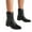 Black, variant on Stars Cowboy Boots for Women Fashion Hollow out Leather Pointed Toe Low Heel Slip on Wide Mid Calf Cowgirl Booties