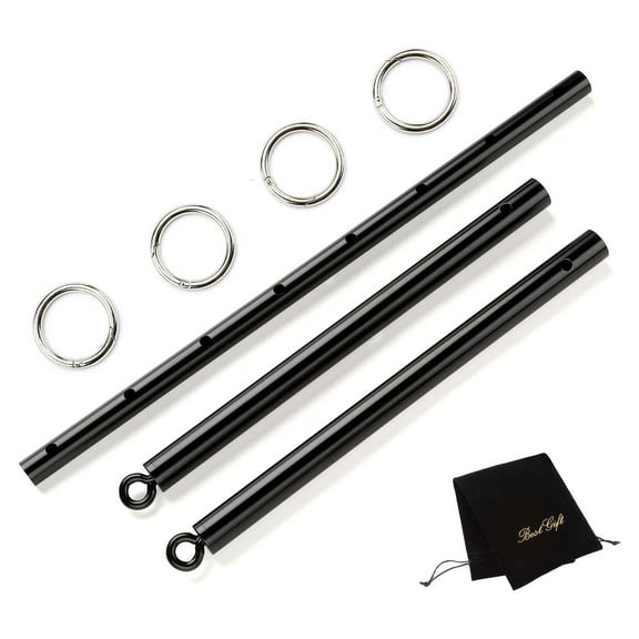 Expandable Spreader Bar Set Adjustable Training Tools Sports Set with Storage Bag, Black