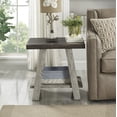 thumbnail image 2 of Contemporary End Table with Storage Shelf, Two-Tone Wood Shelf Side Table, Rectangular Nightstand for Small Space, Living Room, Bedroom, Wood Frame Strong and Stable, Weathered Walnut and Gray, 2 of 6