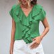 thumbnail image 2 of V Cuello Manga Corta Tops para las Mujeres Primavera Verano Moda Color Sólido Camiseta, Imitación Algodón, 2 of 9