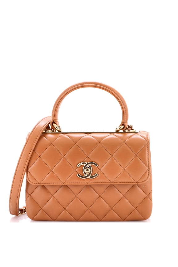 Pre-Owned Trendy CC Top Handle Bag Quilted Lambskin Small By Rebag