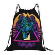 TEQUAN Drawstring Backpack Sports Gym Sackpack, Cyberpunk Futuristic Robot Prints Polyester Water Resistant String Bag for Women Men