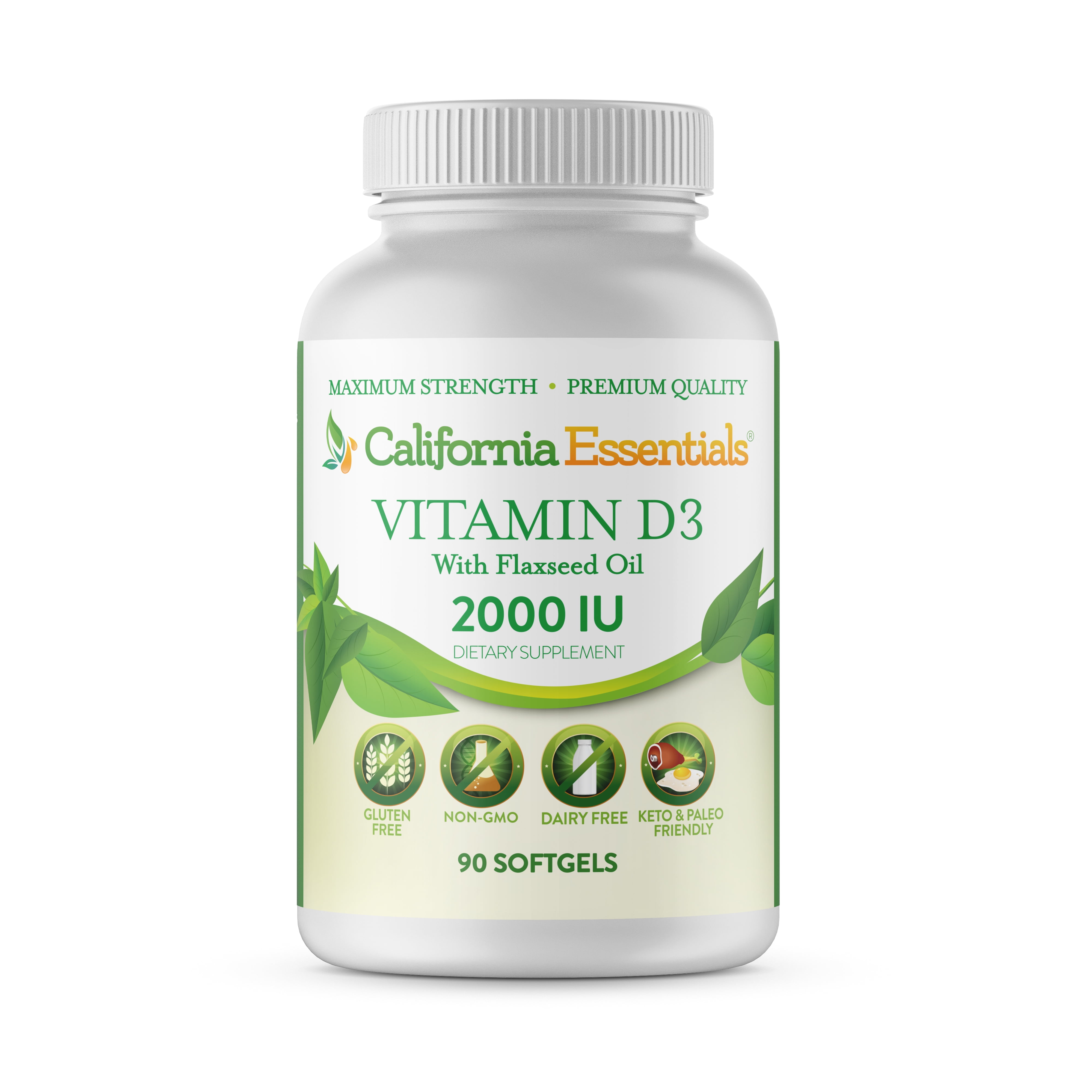 California Essentials Vitamin D3 2000IU Softgels 50mcg with Flaxseed