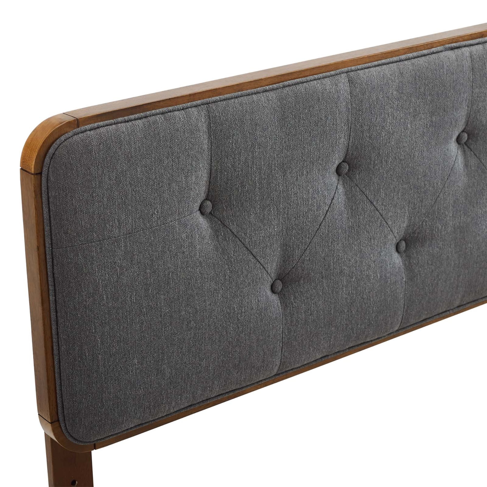 Ergode Collins Tufted Full Fabric and Wood Headboard - Walnut Charcoal
