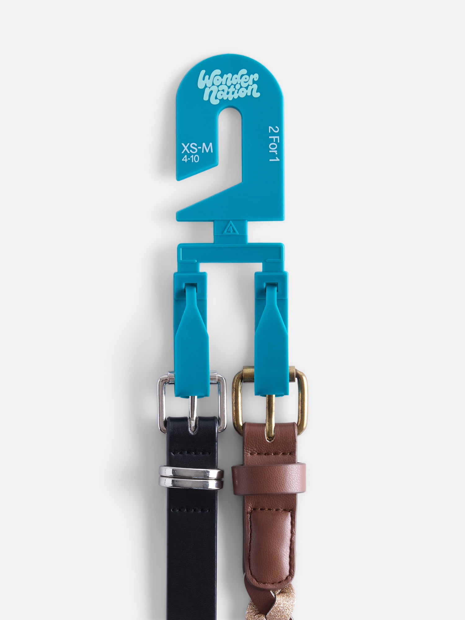 Wonder Nation Girl Glitter Braided and Double Loop Belts, 2-Pack, Sizes XS-XXL
