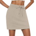 thumbnail image 1 of TZEWGL Womens Solid Linen Mini Golf Skirts Drawcord Low Elastic Waist Shorts A Line Skorts With Pockets For Female size M, 1 of 7