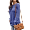 thumbnail image 3 of Xuanfei Women Buttons Solid Color Crew Neck Long Sleeve Top, 3 of 6